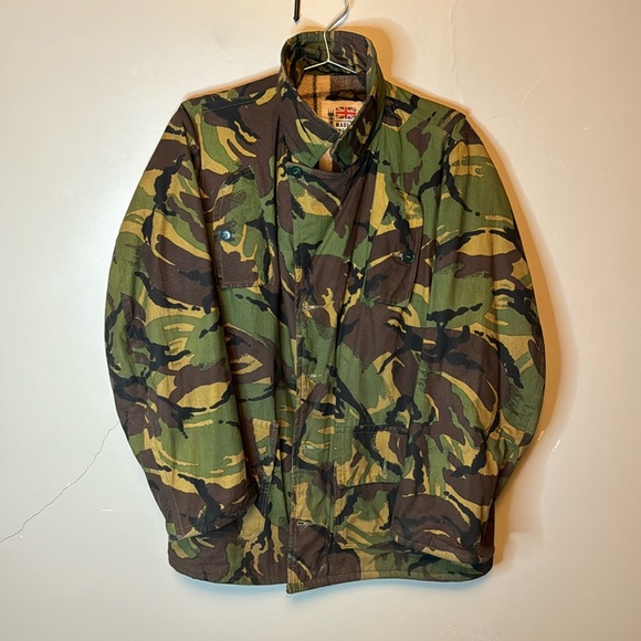 Vintage British Army Acrylic Pile Flannel Lined Combat Jacket Heavyweight Camo L - Picture 1 of 8